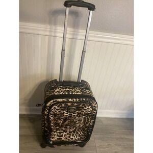 Kathy Van Zeeland Fifth Avenue Leopard Print Spinner Carry On Luggage Suitcase